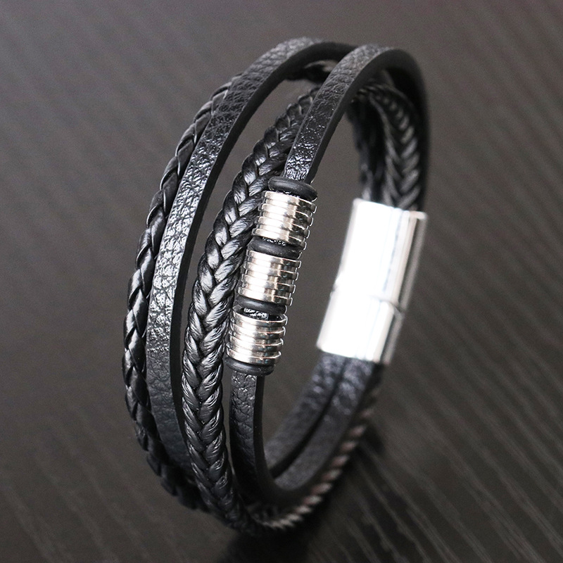 men's fashionable trend woven bracelet stainless steel