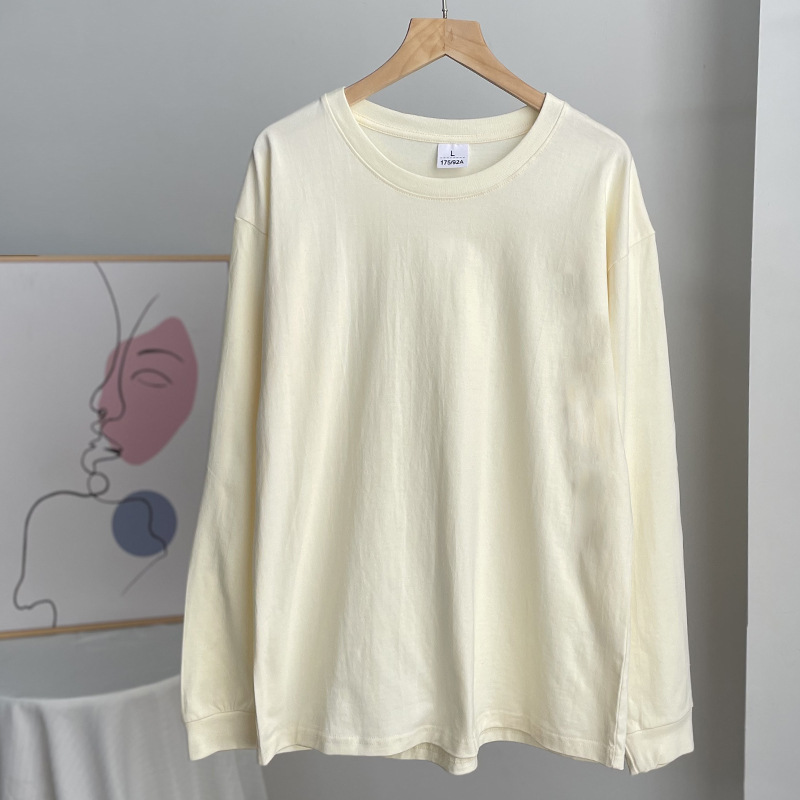 Thread Cuff Cotton T Shirt Women Knitted Loose Long Sleeved Top