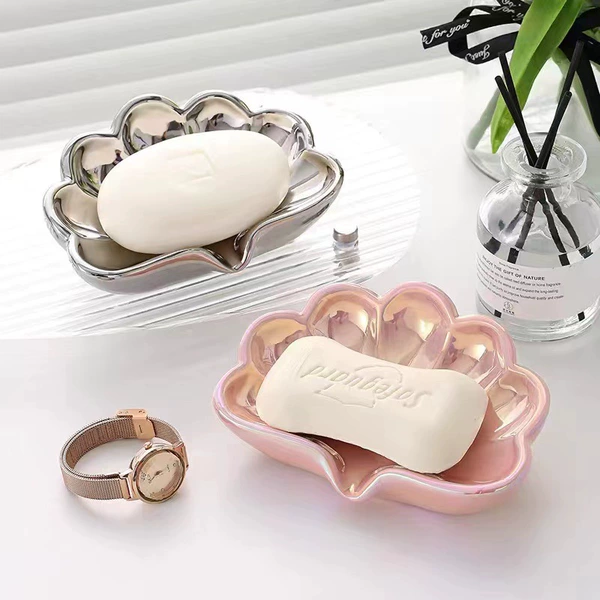 Glaze shell soap box [Pink + Silver]