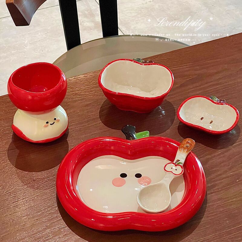 Christmas Apple Tableware Cute Bowls and Plates Ceramic Home Dish Plates Afternoon Tea Snack Plates Beautiful Rice Bowls Wholesale