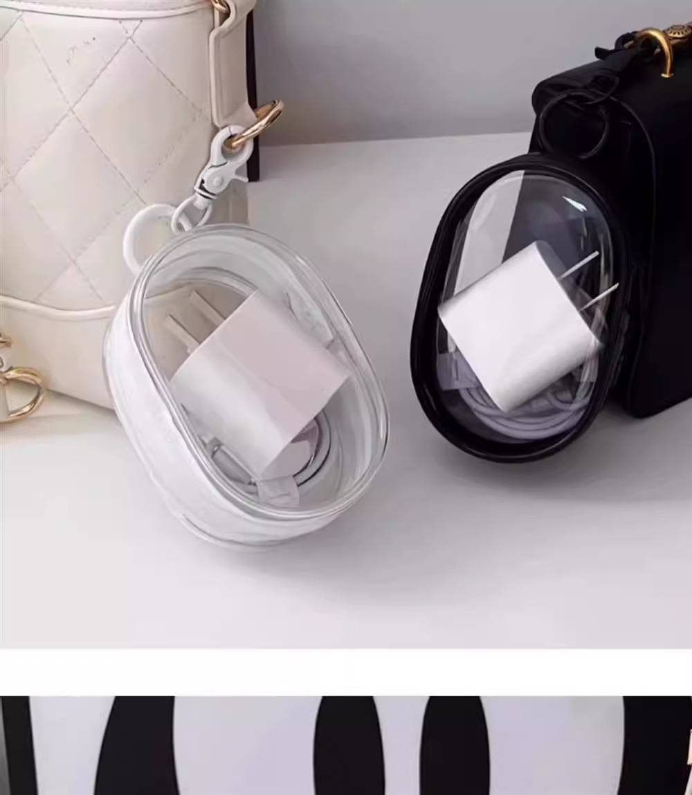 Transparente Datenkabel Aufbewahrungstasche, kleine staubdichte handgefertigte Baby-Display-Tasche, tragbare Tasche, Kopfhörer Aufbewahrungsbox, Organizer-Tasche