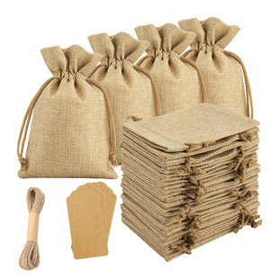 Cross-Border Linen Bundle Flap Pocket Pants Wedding Party Gift Bag Christmas Jewelry Bag Can Be DIY Linen Bag Set