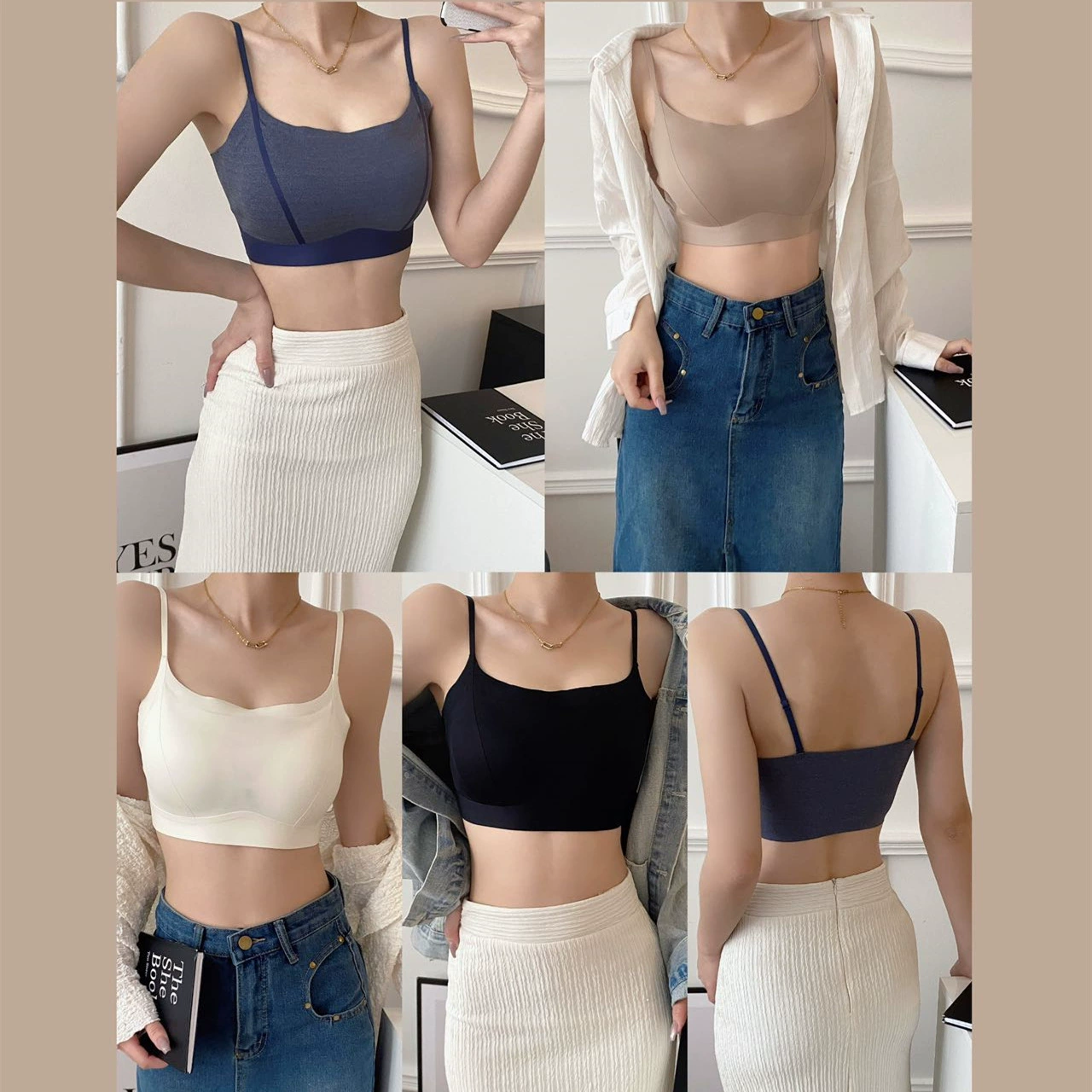 Новая ниша высокого класса Feeling Beauty Нагрудная клетка с запахом на спине Бесшовные живые цельные тонкие плечевые ремни Топ для внутреннего ношения Нижнее белье самодельного изготовления