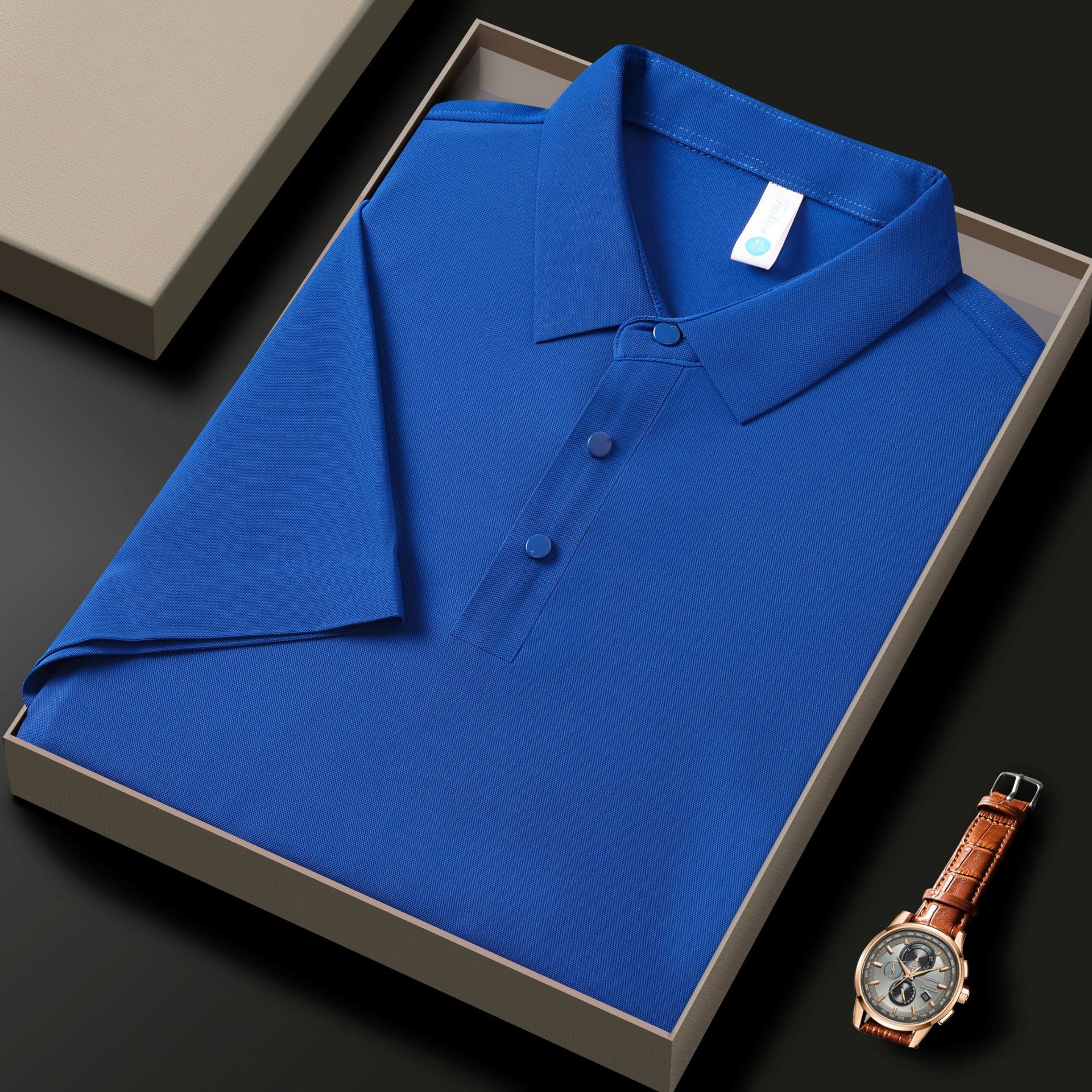 Camisas de primavera y verano para hombres sin marcas de hielo de alta calidad sin calentamiento de negocios de viaje de estilo de puerto de color sólido, secado rápido y alta elasticidad, tendencia po