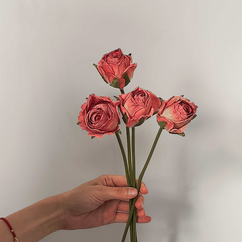 Flores simuladas de rosa de Angola decoración de bodas flor falsa rosa mano ramo de flores accesorios de fotos