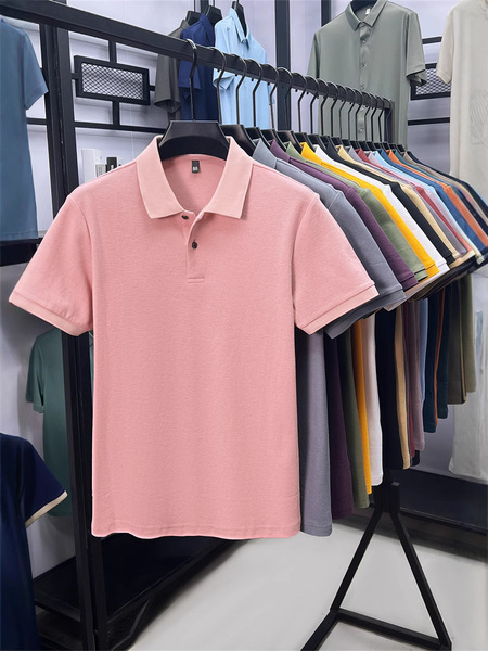 Cotton fashionable casual solid color short sleeve T-shirt