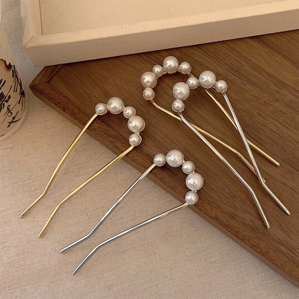 Estilo coreano moderno y simple pinzas de cabello de metal para mujeres diarias bola de cabello tipo cabeza de pinzas de cabello de perla temperamento pinzas de cabello
