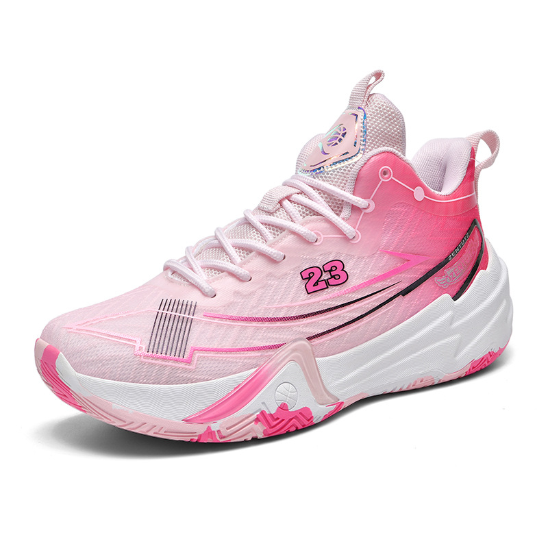 Primavera de moda nuevo tipo de zapatos de baloncesto Duan Duan para hombres mallas respirables zapatos de alta altura antideslizantes fricción sonido