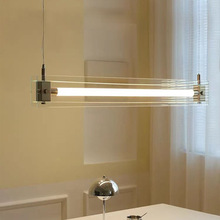 餐厅吊灯现代极简创意玻璃一字长条灯设计师吧台办公室岛台马扎灯