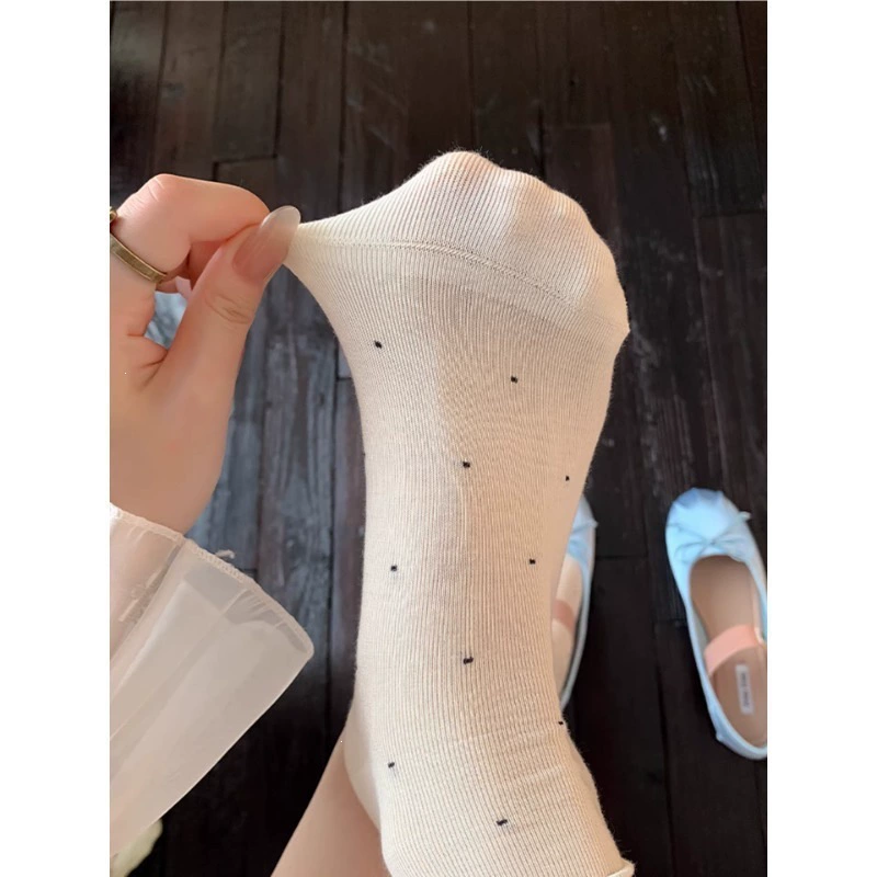 Autumn cotton summer thin white knee socks, mid-length