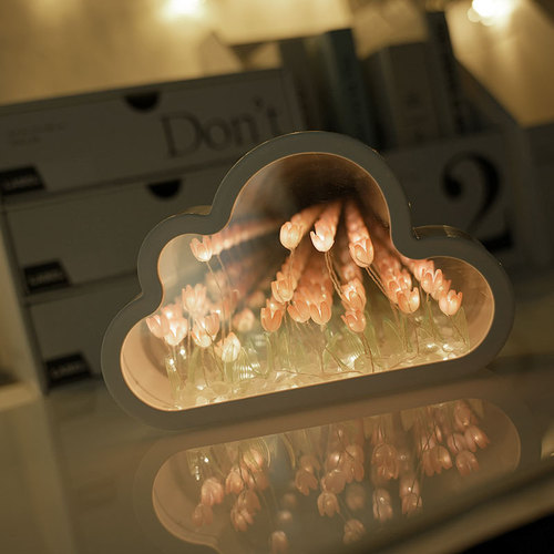 Tulip Cloud Mirror Creative Night Lamp Gift Christmas Festival Gift Girlfriend Friend Atmosphere Handmade Decor