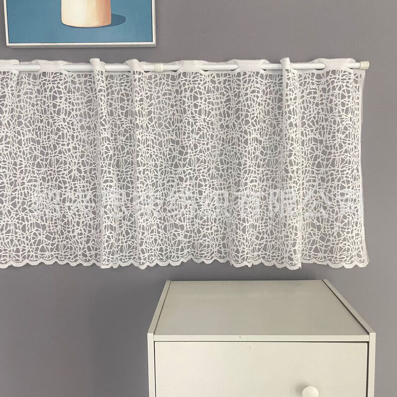 European-style Hollow Lace Short Curtain White Korean Rod-wearing Door Curtain Cabinet Punch-free Japanese Half Curtain Factory Wholesale European-style Hollow Lace Short Curtain White Korean Rod-wearing Door Curtain Cabinet Punch-free Japanese Half Curtain Factory Wholesale