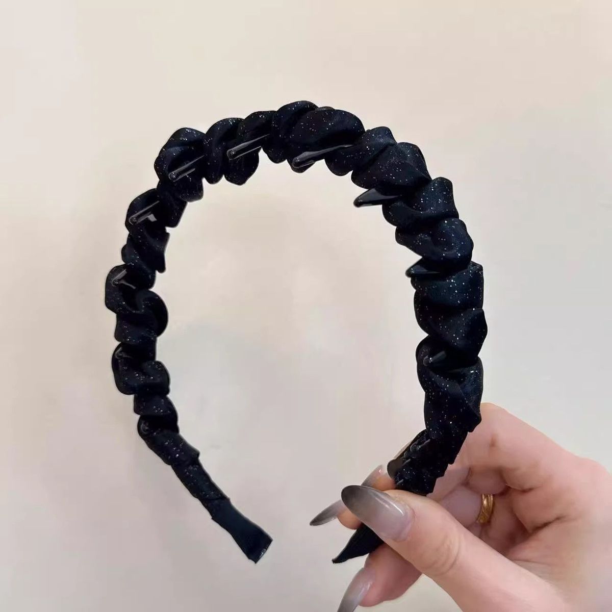 #291 black fine glitter starry sky