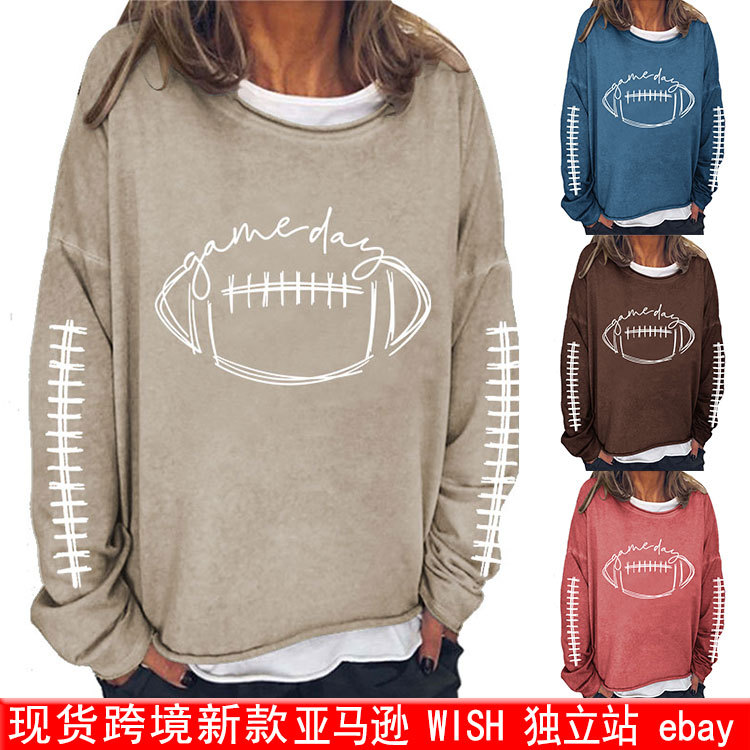 Comercio exterior siglo ropa estación independiente de las mujeres Amazon día juego rugby impreso pullover Plus tamaño image 3