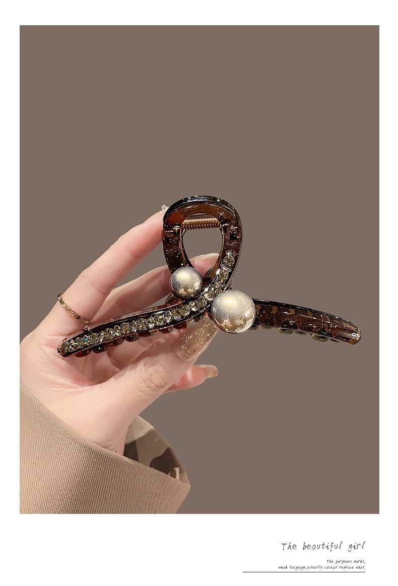 Nuovo stile luce lusso pieno diamante perla squalo clip grande updo fermaglio per capelli di alta qualità semplice cucchiaio posteriore coda di cavallo accessori per capelli per le donne_voghion.com