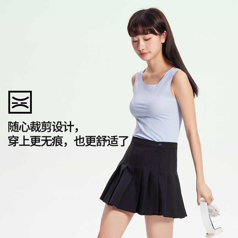 [Boutique de viaje] Chaleco base de mujer de primavera y verano de seda de hielo de doble cara casual sin costuras camiseta sin mangas de color sólido sin costuras