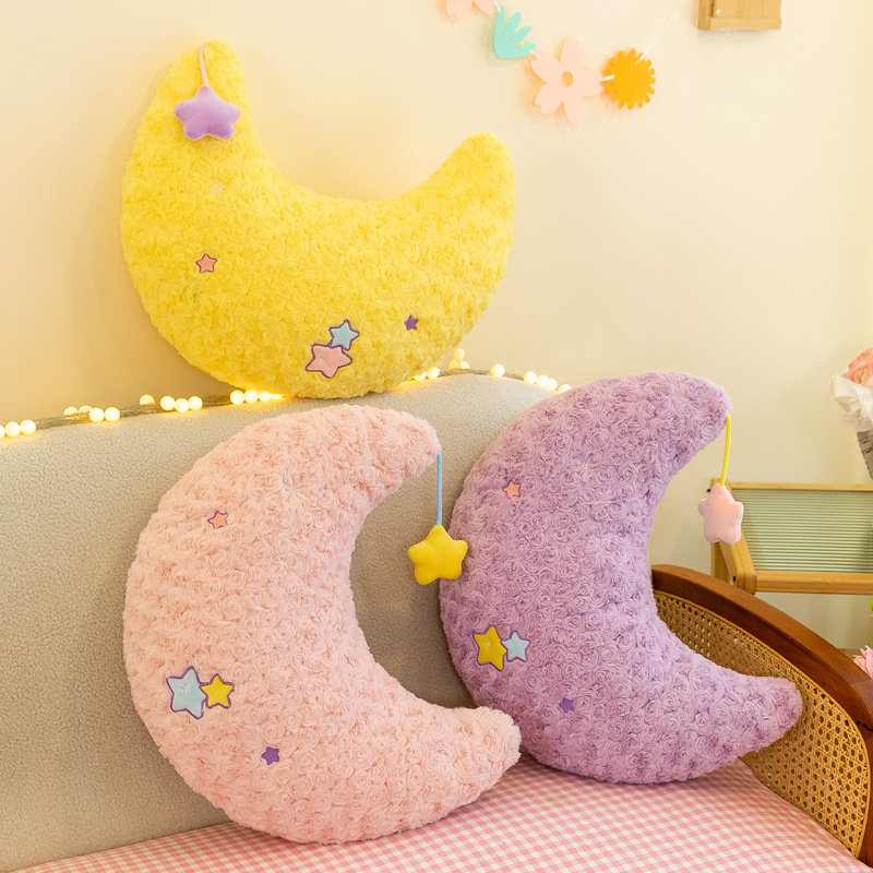 Peluche estrella y luna, almohada suave, para niñas, dormir y decorar, regalo