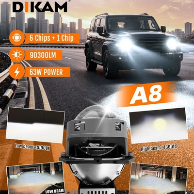 3inch A8Mini Car Led Headlights Dual-Lens Far and Near Integrated Universal Bugatti Modification (Ön faralar)