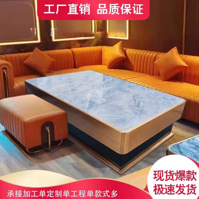 인기 있는 보니스 그레이 스톤 상판 엣지 커피 테이블(재고 있음)