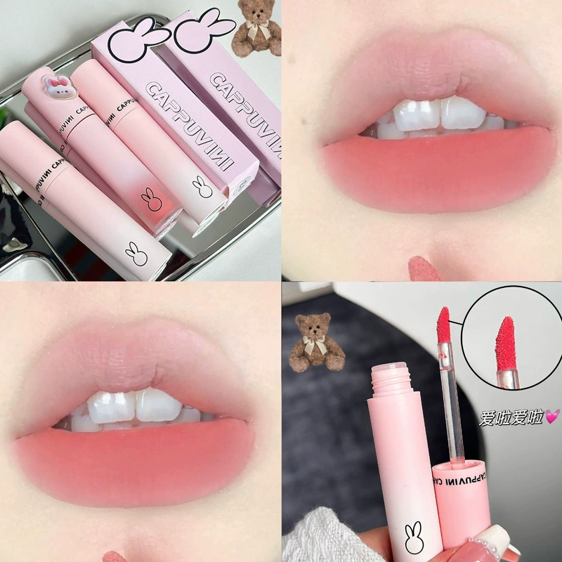 CAPPUVINI Карточка Bubble Vini Розовый макарон мягкий матовый тинт для губ однотонный белый