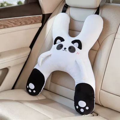 car rides, car seat belt to – Headrest - black-and-white-panda-42x56