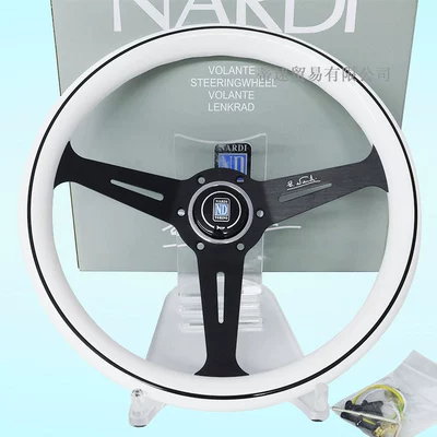 Cross-Border Hot-Selling Nd Universal 14-Inch 350mm White Abs Steering Wheel, Racing Steering Wheel with 74mm Hole Spacing (Steering wheel) - black-aluminum-bracket