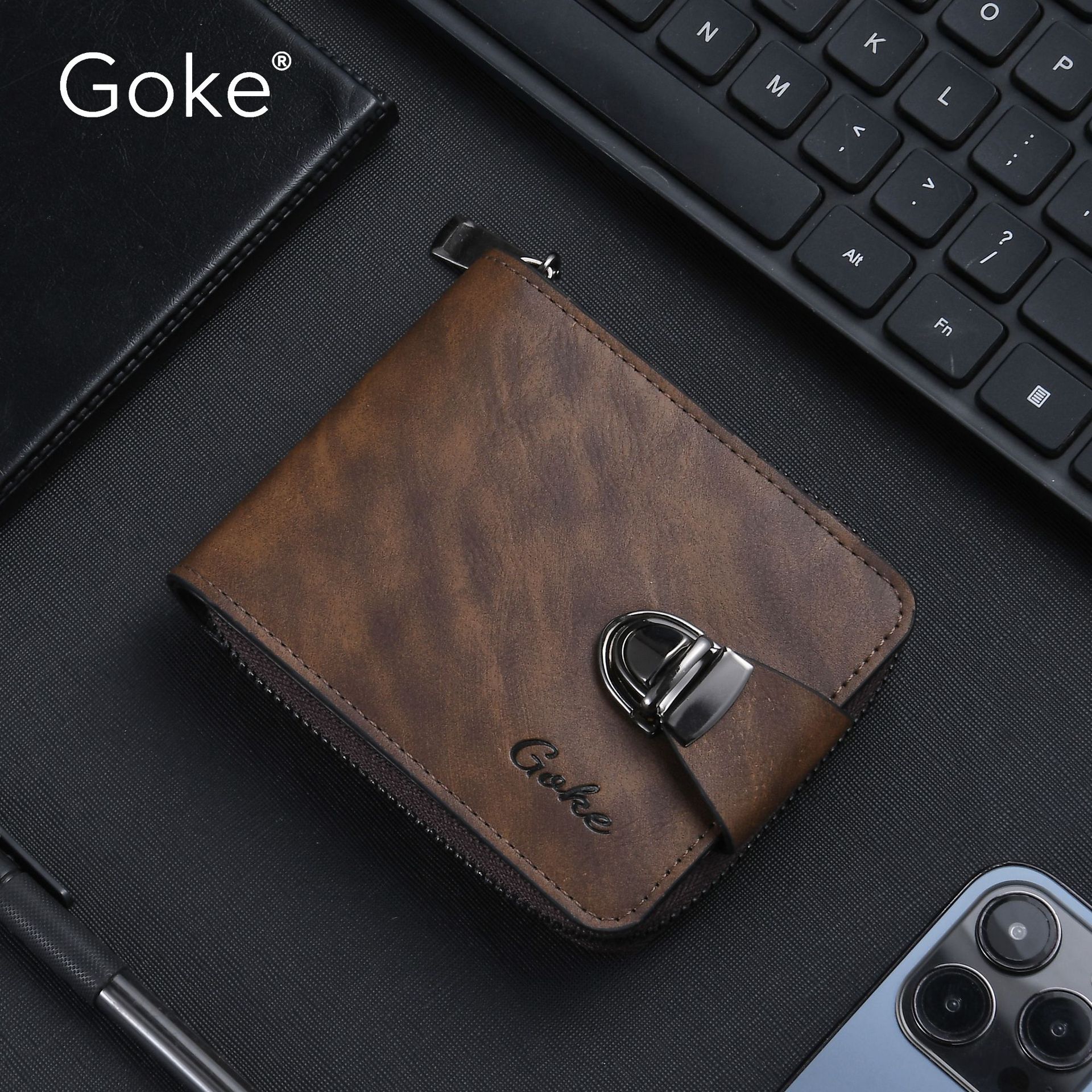 2026 Hot-Selling Men's Short Business Zipper Wallet Cross-Border Multi-Card Slot Clutch Bag Large Capacity Coin Purse Dropshipping