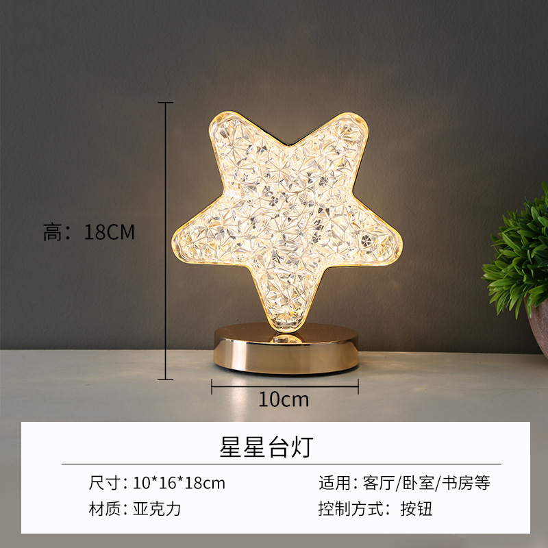Lámpara de Ambiente LED Táctil de Metal, Recargable, Luz de 3 Colores para Dormitorio