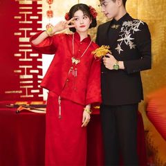 敬酒服新娘改良旗袍新中式红色套装显白高级感回门宴订婚礼服长袖