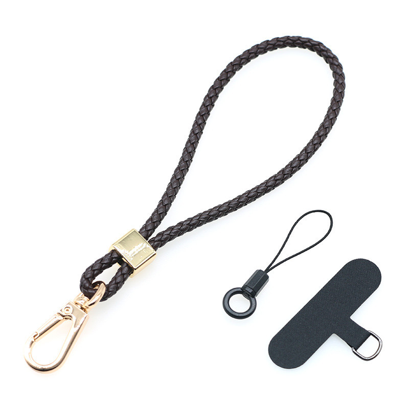 5MM de piel de oveja tejida junta de cordón de teléfono móvil de piel de vaca clip de teléfono móvil correa de la Cámara cuerda anti-perdido crossbody cuello cuerda