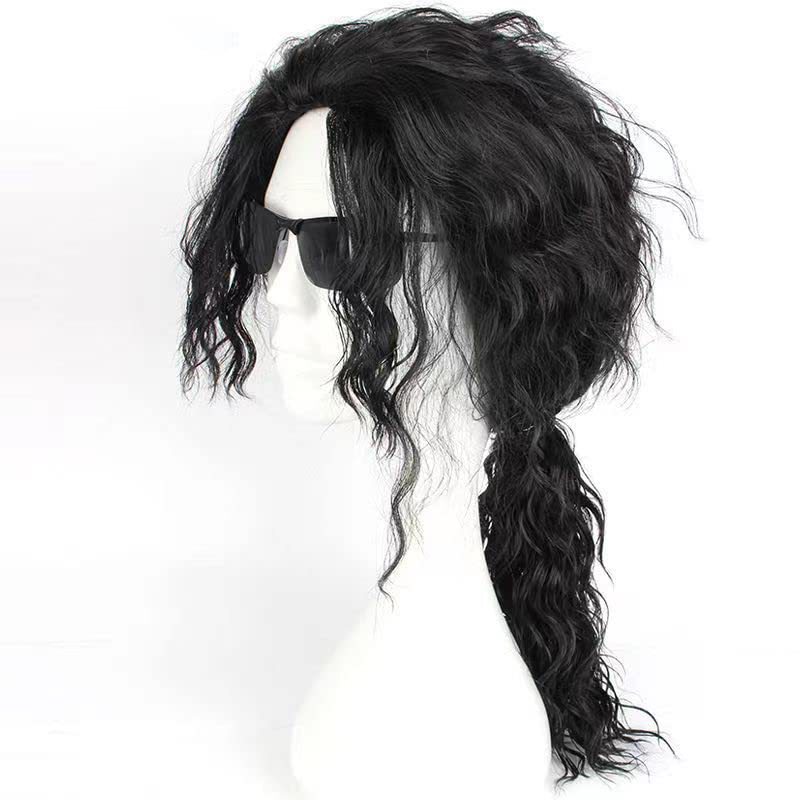 Michael Jackson Cos Wig Male King Mj Black Fashionable Handsome Student African Medium Long Curly Wig