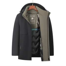 2024年冬季男装新款鹅绒羽绒服男内胆可拆卸连帽羽绒服外套批发