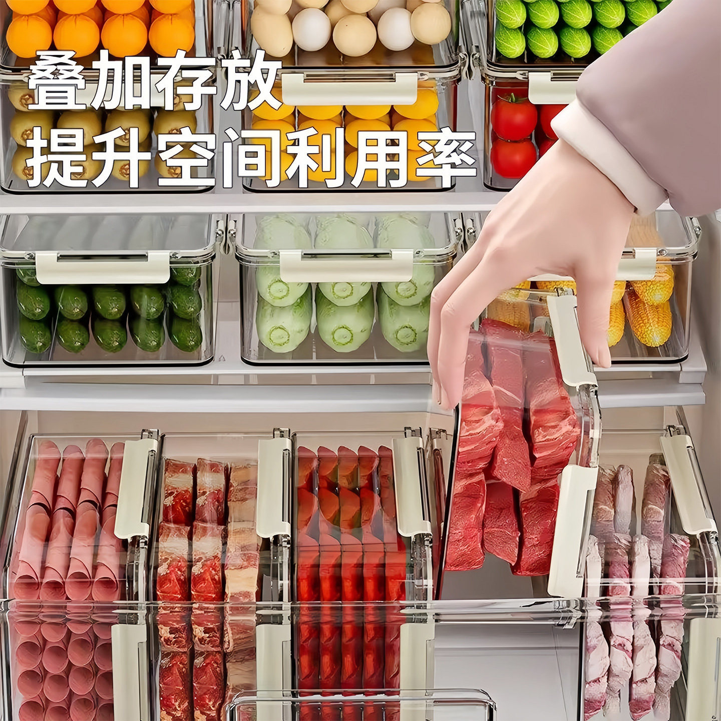 Caja de almacenamiento de refrigerador de grado alimenticio Caja de sellado transparente congelada Caja de pepinos de frutas a prueba de humedad Gran capacidad