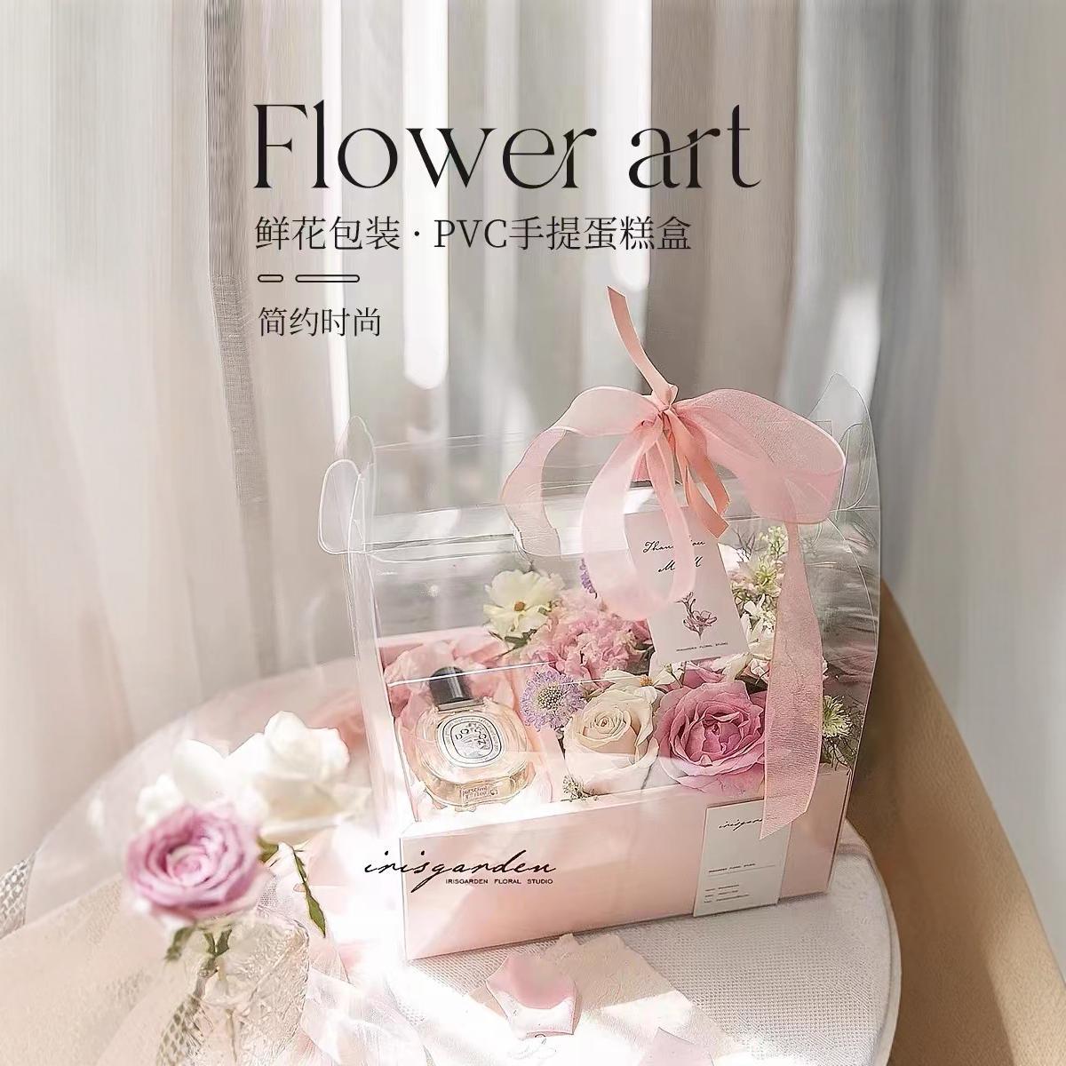 Yixing transparente PVC caja portátil de pastel de flores recubierto caja de regalo de frutas impermeables caja de embalaje de pastel