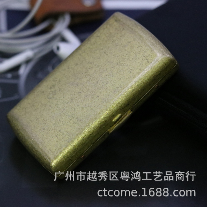 Coolbao タバコボックス KC7 シリーズ真鍮光沢のある 12 パックファッショナブルで絶妙なタバコボックストレンディなローレットメタルタバコボックス|undefined