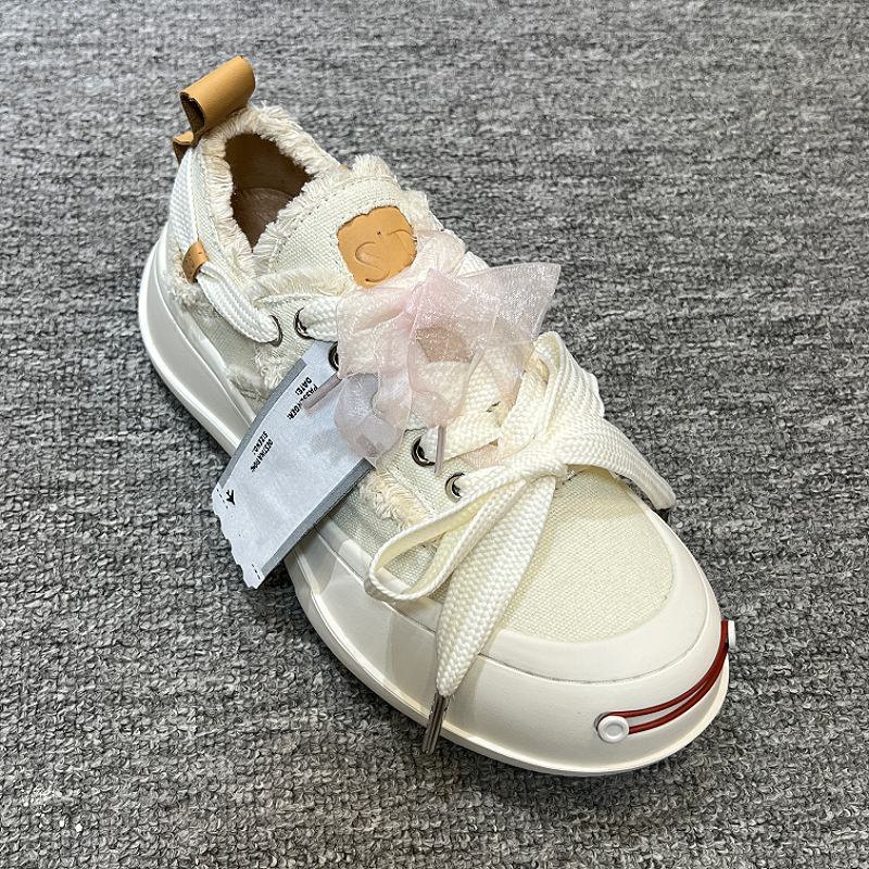 开口笑2.0大头帆布鞋女 牛仔蓝蝴蝶结情侣增高休闲板鞋男笑脸鞋潮|undefined