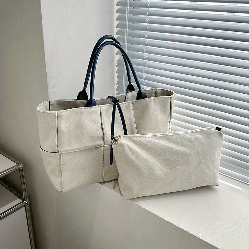 Bolso tejido de la lona de las mujeres 2023 nueva moda europea y americana 2-piece set bolso de mano de alta calidad del hombro