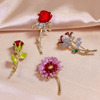 High-end elegant plant lamp, fashionable brooch, metal enamel, pin, clothing, accessory, Korean style, flowered