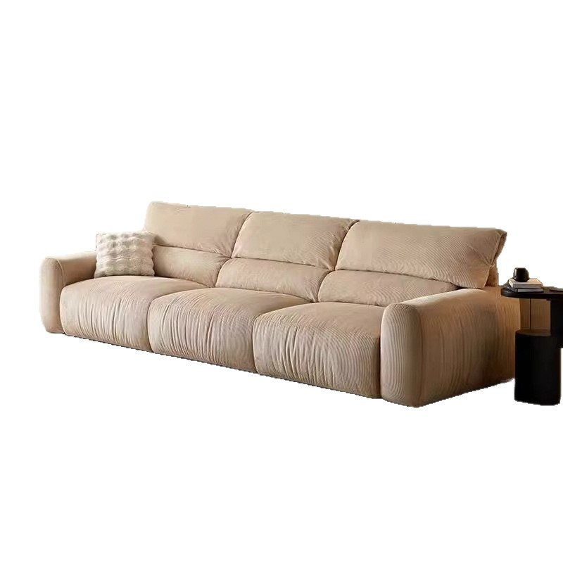 Sofá verde de tela de pana resistente a arañazos, estilo francés, madera maciza, para apartamento pequeño, fábrica de muebles Guangdong Foshan.