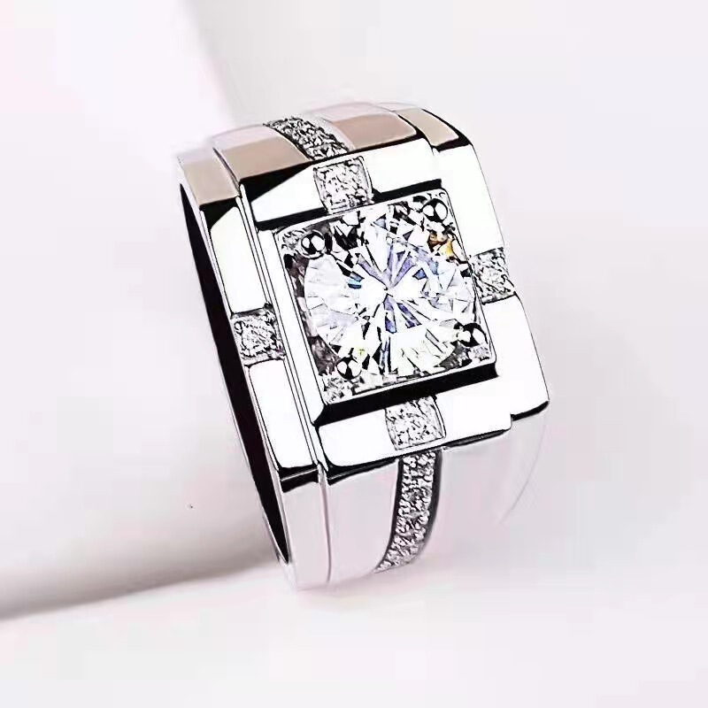 American Moissanite Ring 21 karat Diamond Ring Atmospheric Steady Wide Edition European and American Domineering Men's Ring