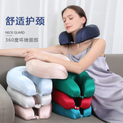 跨境新品19姆米100桑蠶絲U型枕 成人純色護頸枕車載旅遊枕頭批發