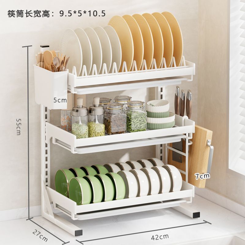 新しいボウルラック、ディッシュドレンラック、多機能調味料ナイフと箸の収納、キッチン収納ラックのフルセット|undefined