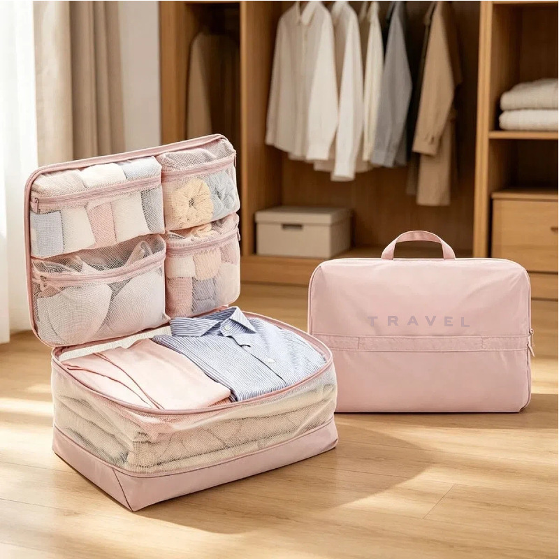 New Travel 5-in-1 Storage Bag for Compressing Clothes, Multi-Layer Clothing Organizer, Portable Travel Packing and Sorting Bag