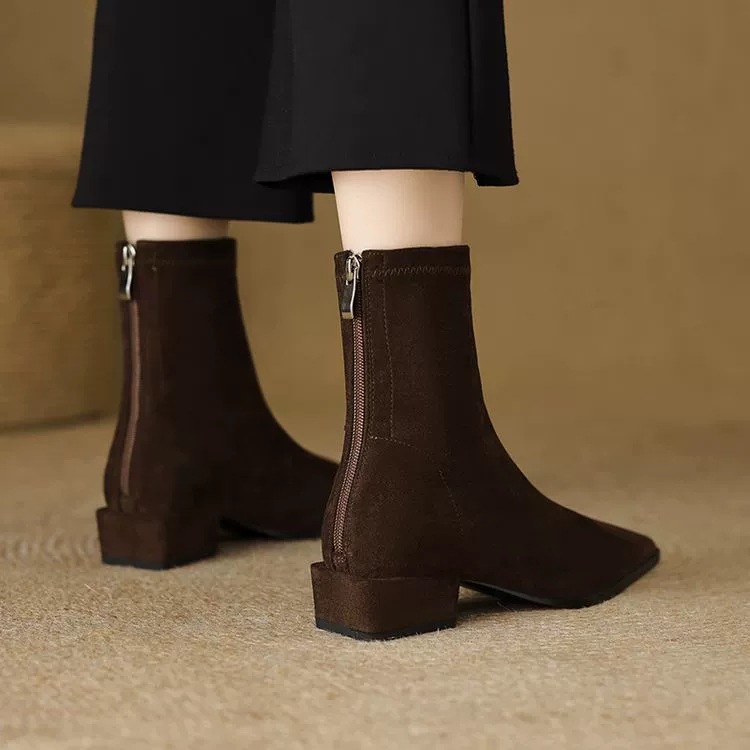 Winter cowboy laarzen voor dames van suède met warme voering_voghion.com