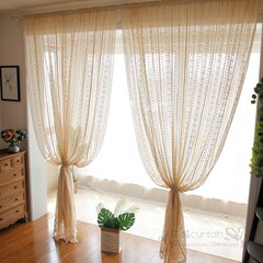 5YA1 Artistic Cotton Linen Lace Curtains, American Bohemian Living Room Balcony Villa Extra High Window Sheer Curtain for Shooting