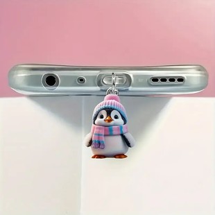 Suitable for Apple Mobile Phone Charging Interface and Type-C Cute Scarf Penguin Flat Acrylic Mobile Phone Dust Plug
