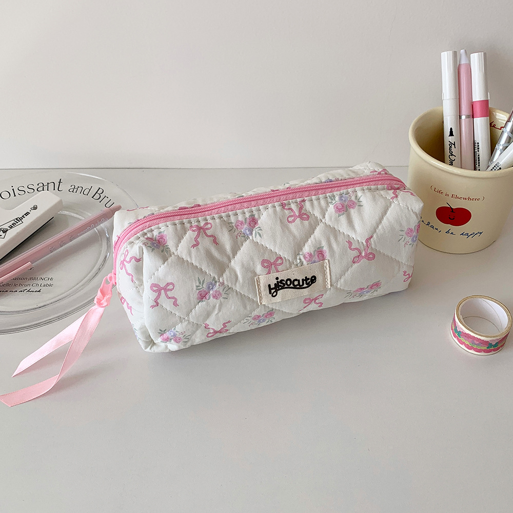60g Weight Pencil Case Stationery Type 1 Piece Quantity Class, Learning, Graduation Occasion Cotton, Polyester Material Bow Knot Pattern Korean Style Style Bow Knot Cotton Polyester Class Learning Graduation Korean Style Pencil Case 12