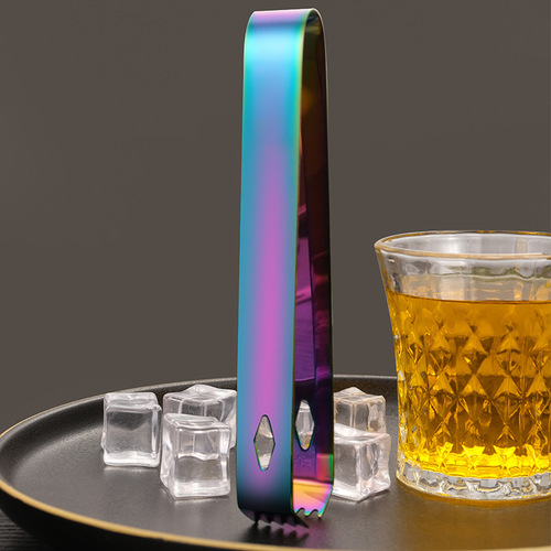 Cross-border hot selling 304 stainless steel ice clip ice cube clip 16cm buffet clip bar bartending clip
