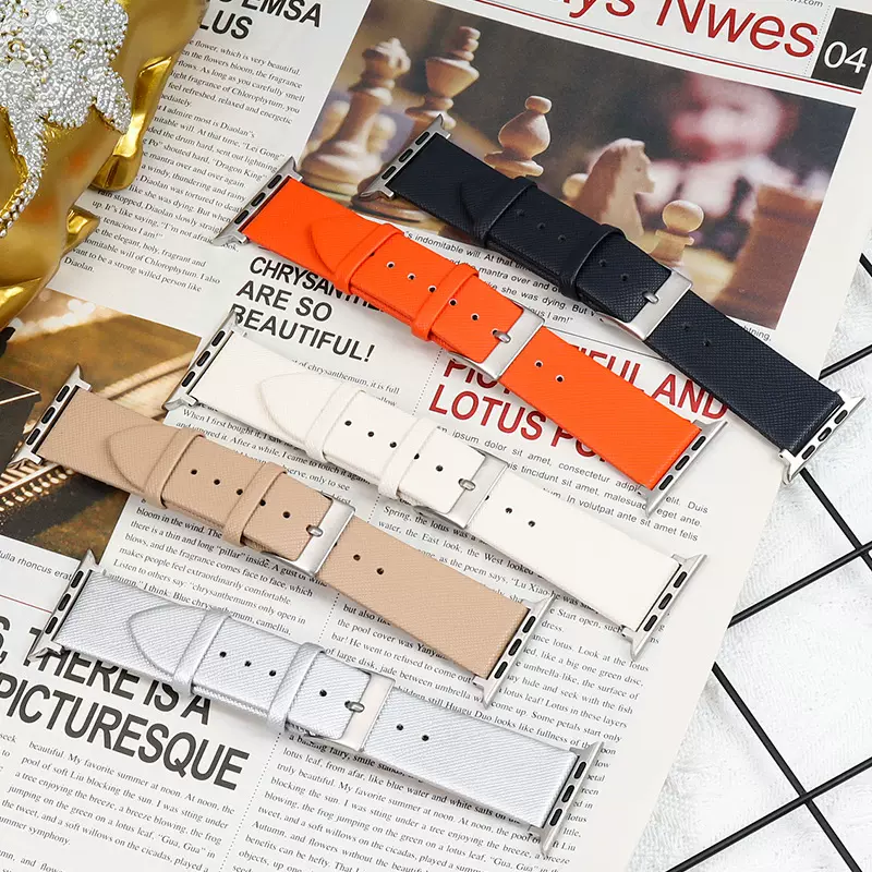 适用applewatch表带iwatch12345678代SE十字纹可调节针扣苹果表带