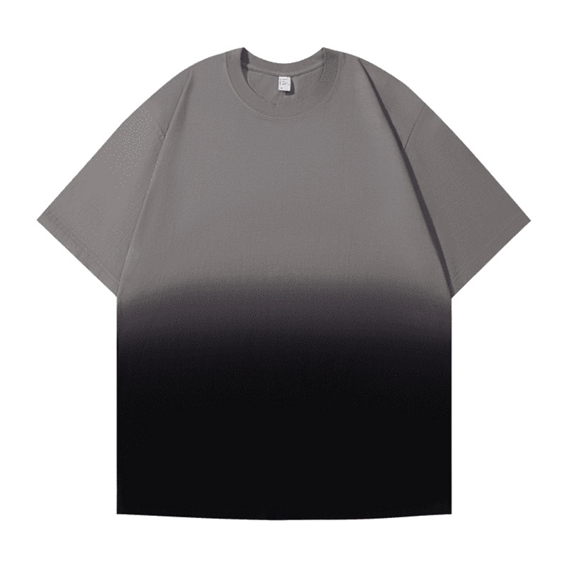 Gradiente de color 250g pesado suelto cuello redondo equipo de trabajo ropa cultural camisa publicidad camisa clase ropa algodón camiseta personalización